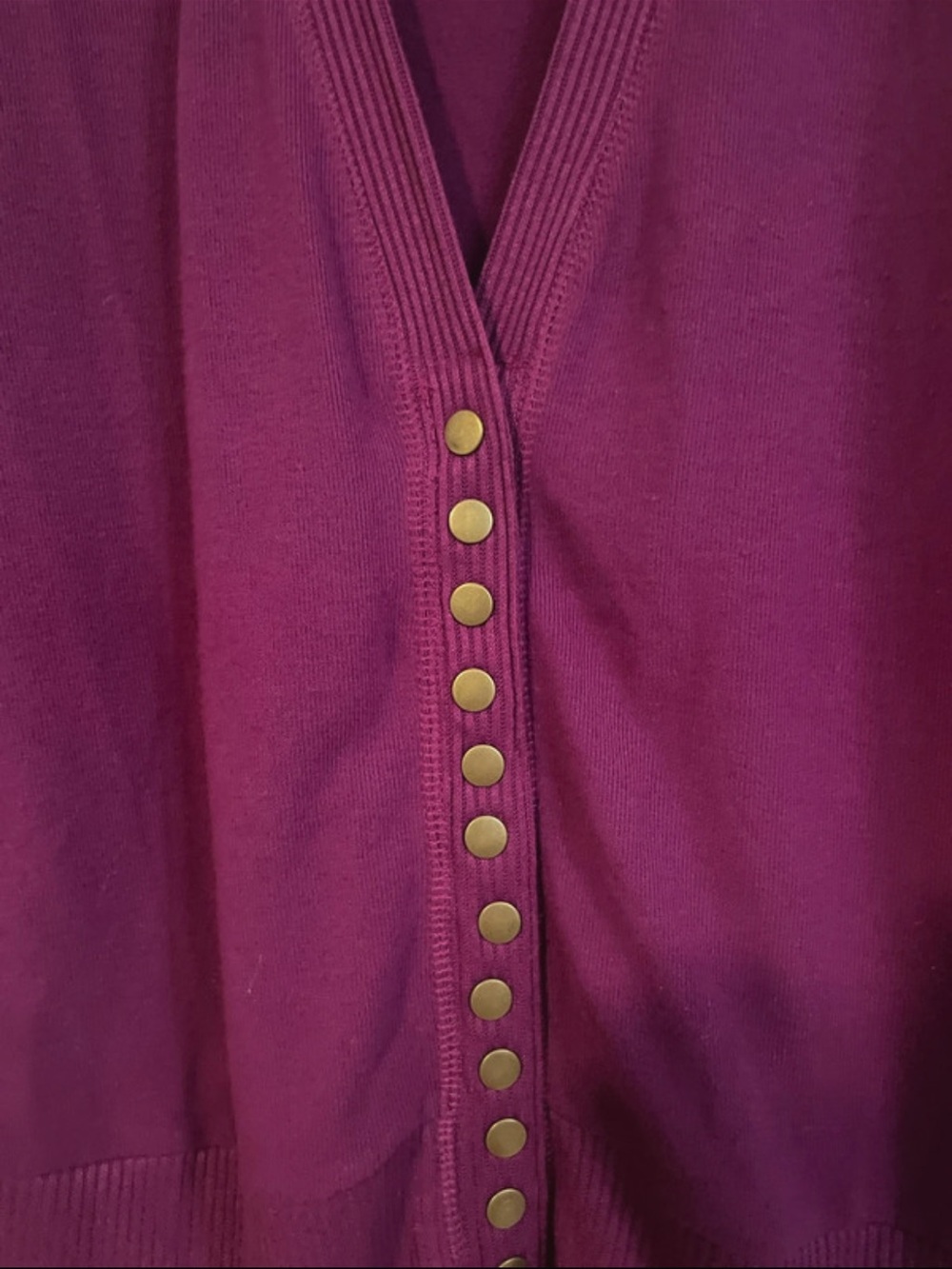 V-Neck Button-Front Cardigan - Deep Berry - Picture 2 of 5